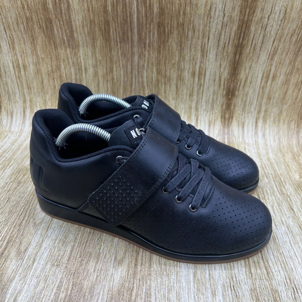 NOBULL Leather Lifter Weightlifting Shoes Women's Size 8 Black Gum Sole Sneakers